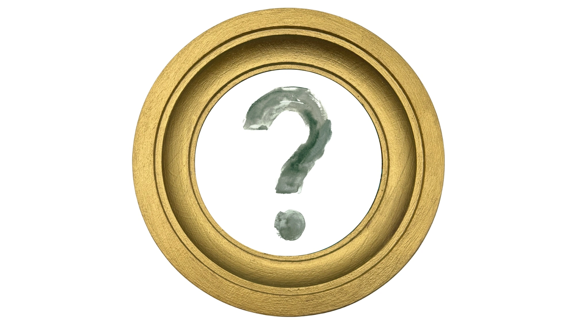 Ornate gold frame with a painted question mark — Forest Promise Prize Draw