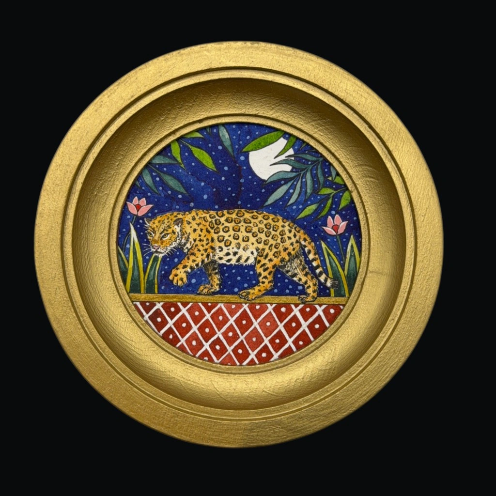 Framed jaguar miniature painting from Venetia Higgins' MANU Collection
