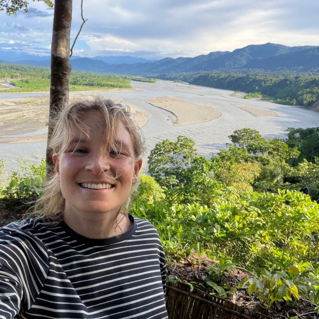 Venetia Higgins during her residency in Manu, Peru