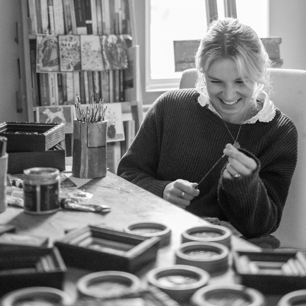 Venetia Higgins working in her studio